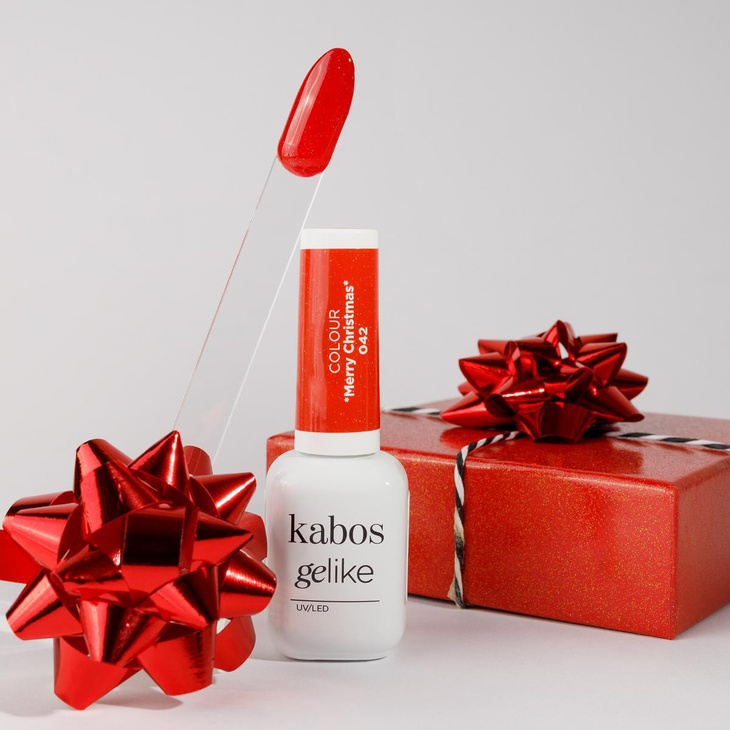 Lakier hybrydowy Kabos Gelike 042 Merry Christmas z brokatem 8 ml