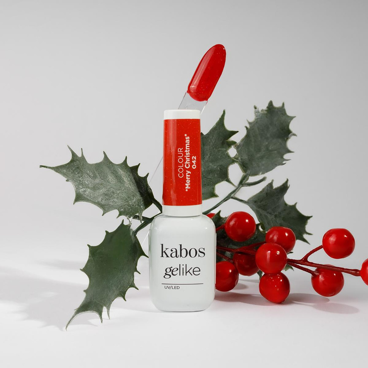 Lakier hybrydowy Kabos Gelike 042 Merry Christmas z brokatem 8 ml