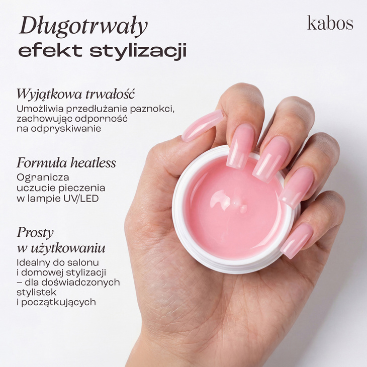 Żel budujący z tiksotropią Kabos Tixogel Builder Gel UV/LED Pink Milk 15g