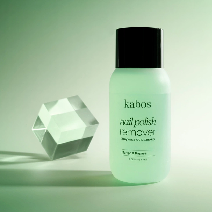 Bezacetonowy zmywacz do paznokci Kabos 150 ml o zapachu mango&papaya