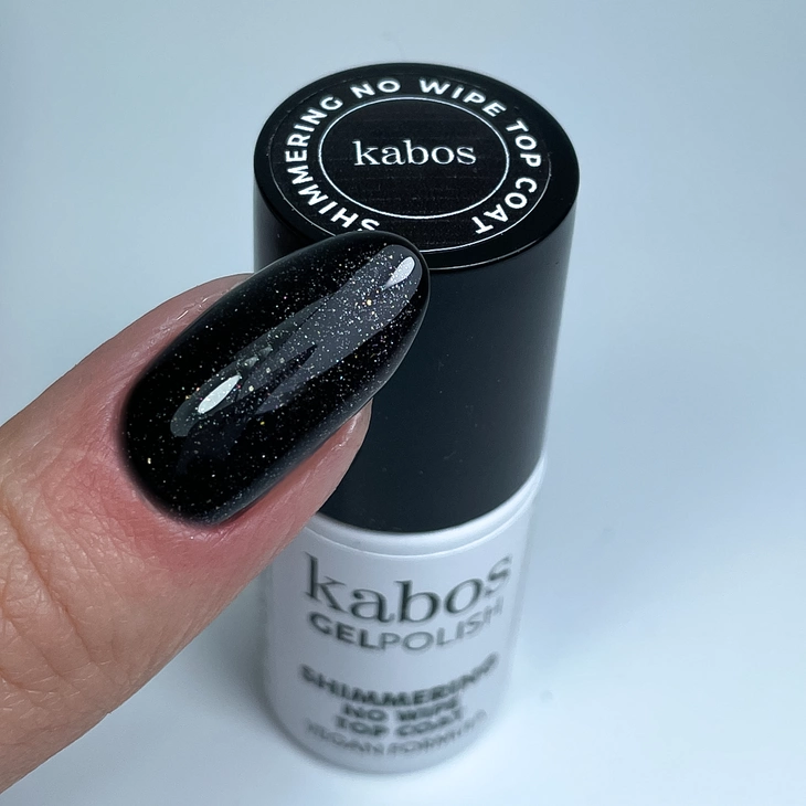 Top do lakierów hybrydowych - Kabos GelPolish Shimmering No Wipe Top Coat 5ml