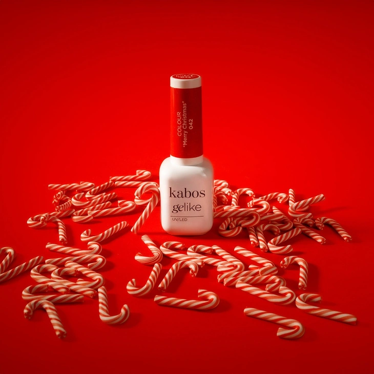 Lakier hybrydowy Kabos Gelike 042 Merry Christmas z brokatem 8 ml