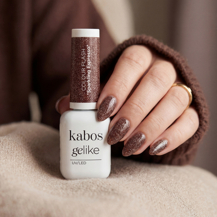 Lakier hybrydowy Gelike Flash Sparkling Espresso z brokatem 8 ml | WYSYŁKA DO 2 DNI ROBOCZYCH