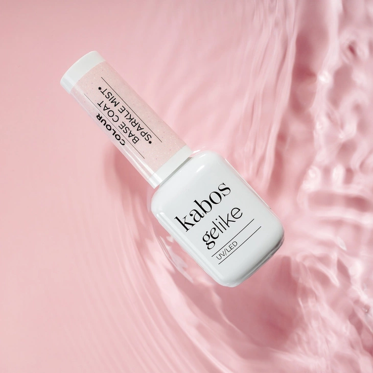Kolorowa baza hybrydowa Kabos Gelike Colour Base Coat 2in1 Sparkle Mist z brokatem 10 ml