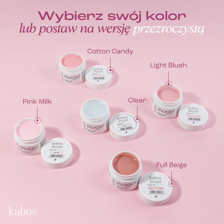 Żel budujący z tiksotropią Kabos Tixogel Builder Gel UV/LED Pink Milk 15g