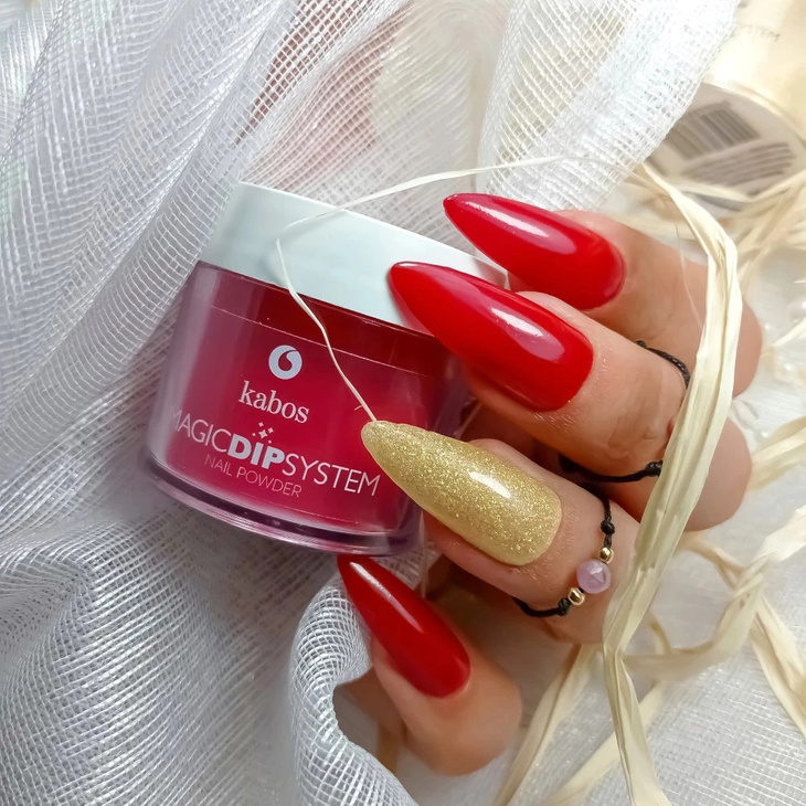 Proszek do manicure tytanowego - Kabos Magic Dip System 33 Red Heart 20g