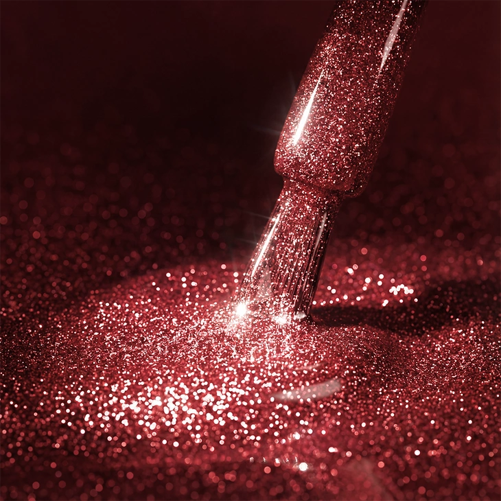 Lakier hybrydowy Gelike Flash Ruby Radiance z brokatem 8 ml