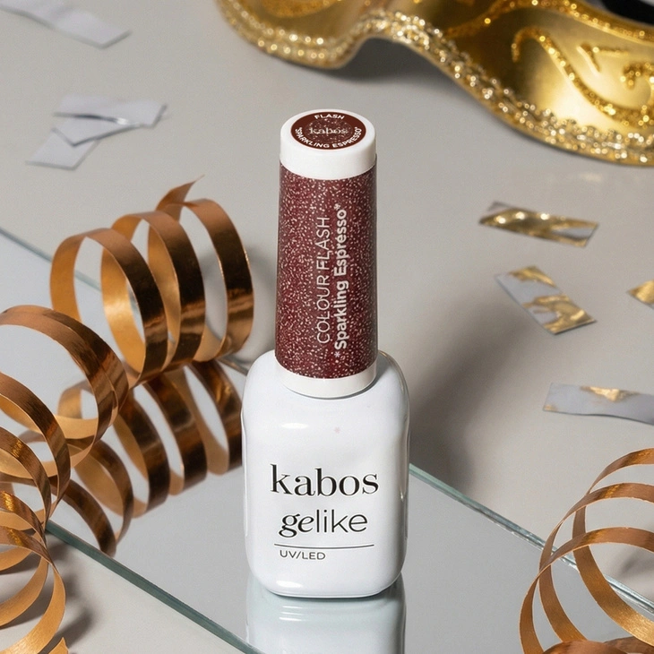 Lakier hybrydowy Gelike Flash Sparkling Espresso z brokatem 8 ml