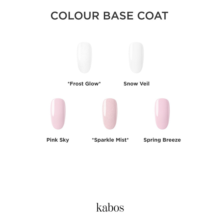 Kolorowa baza hybrydowa Kabos Gelike Colour Base Coat 2in1 Sparkle Mist z brokatem 10 ml