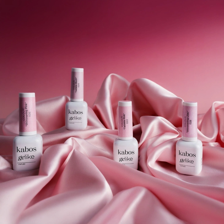 Lakier hybrydowy Kabos Gelike 022 Twinkle Pink z brokatem 8 ml