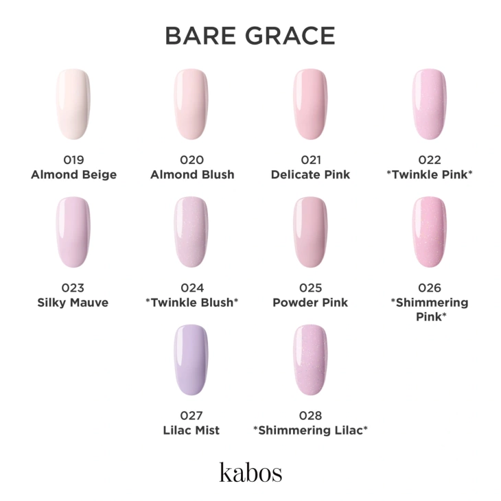 Lakier hybrydowy Kabos Gelike 024 Twinkle Blush z brokatem 8 ml