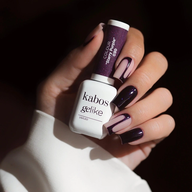 Lakier hybrydowy Kabos Gelike 030 Starry Purple 8 ml z brokatem