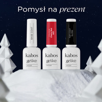 Zestaw Kabos Gelike: Base Coat, Top Coat No Wipe Gloss i lakier hybrydowy 007 Cherry Red