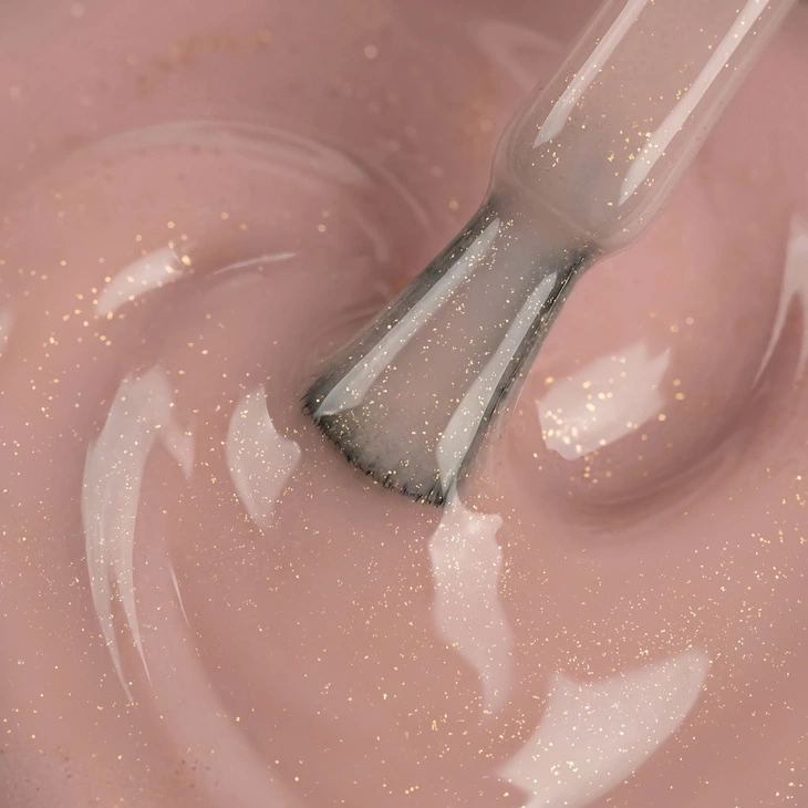 Kolorowa baza hybrydowa Kabos Gelstudio Rubber Base Coat Shimmering Nude z brokatem 10 ml