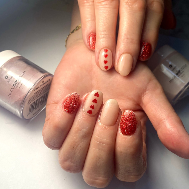 Proszek do manicure tytanowego - Kabos Magic Dip System 13 Red Shimmer