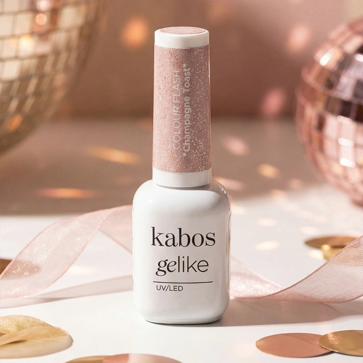 Lakier hybrydowy Gelike Flash Champagne Toast z brokatem 8 ml