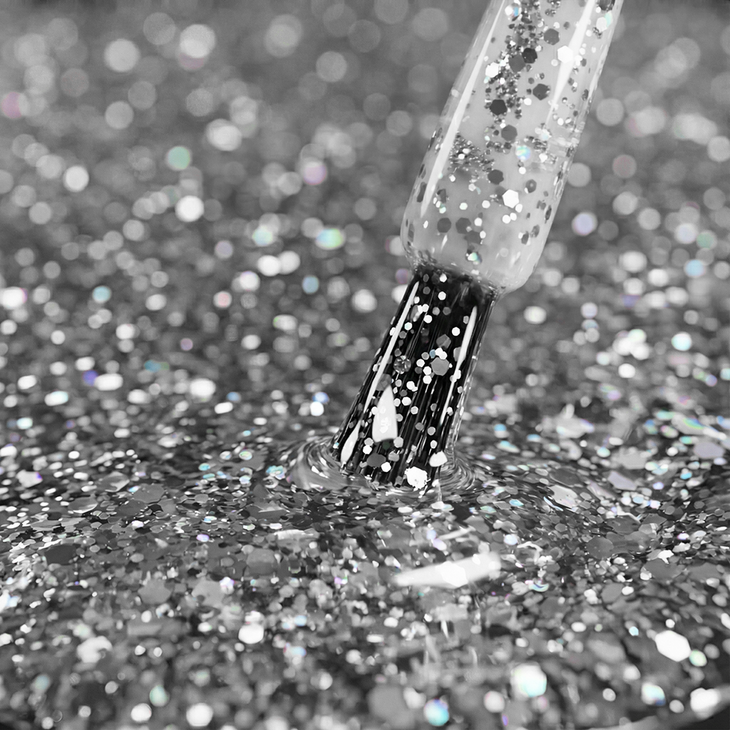 Lakier hybrydowy Kabos Gelike 044 Starlight Silver z brokatem 8 ml