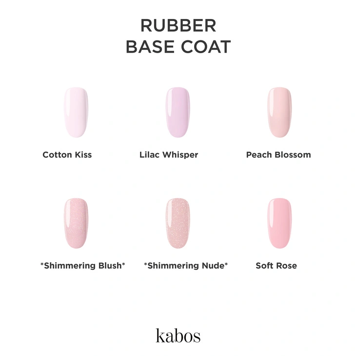 Kolorowa baza hybrydowa Kabos Gelstudio Rubber Base Coat Shimmering Blush z brokatem 10 ml