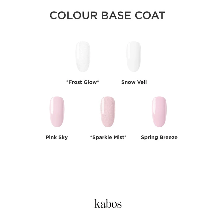 Kolorowa baza hybrydowa Kabos Gelike Colour Base Coat 2in1 Frost Glow z brokatem 10 ml