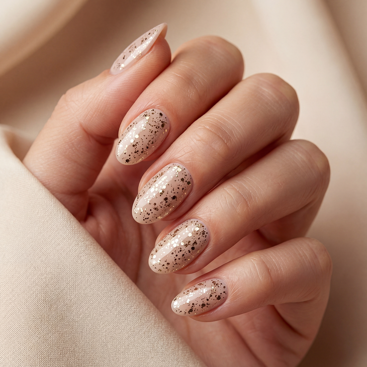 Lakier hybrydowy Kabos Gelike 043 Firework Gold z brokatem 8 ml