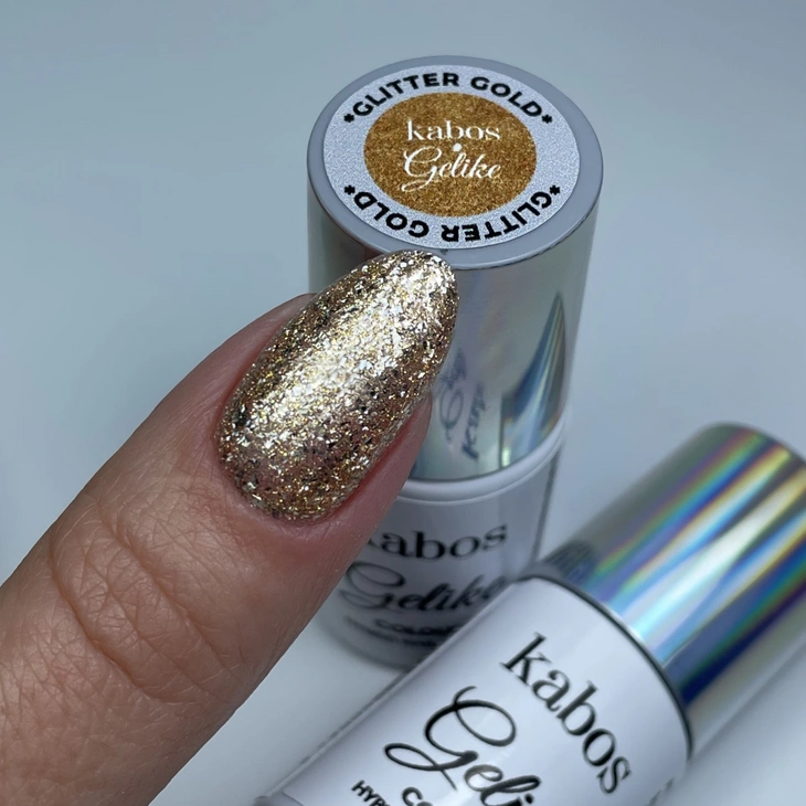 Lakier hybrydowy Kabos Gelike Glitter Gold* 5ml