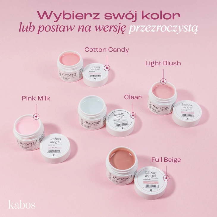 Żel budujący z tiksotropią Kabos Tixogel Builder Gel UV/LED Light Blush 15g