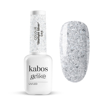Lakier hybrydowy Kabos Gelike 044 Starlight Silver z brokatem 8 ml