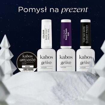 Zestaw Kabos Gelike: Colour Base 2in1 Snow Veil, Top No Wipe Glossy Finish, 029 Royal Purple i ArtPaste White